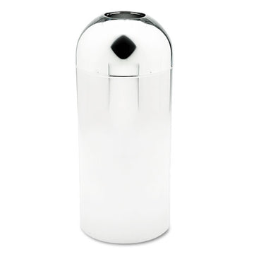 Safco® Reflections Open-top Dome Receptacle, Round, Steel, 15 Gal, Chrome freeshipping - TVN Wholesale